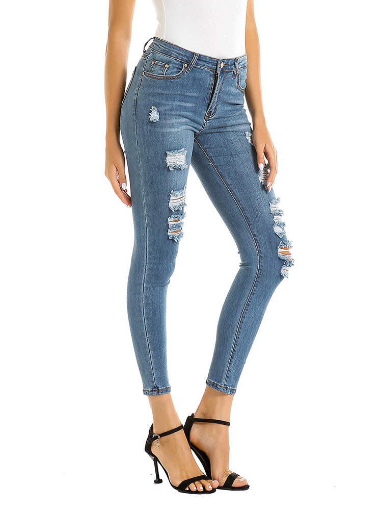 SZ60198 Women Casual Destroyed Ripped Distressed Skinny Denim Jeans